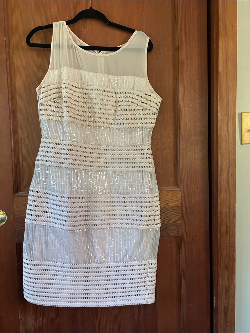 Sequined pale pink cocktail dress